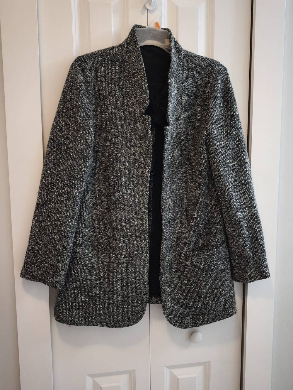 Soft Surroundings Textured Open Front Jacket/Blazer in Black and Gray